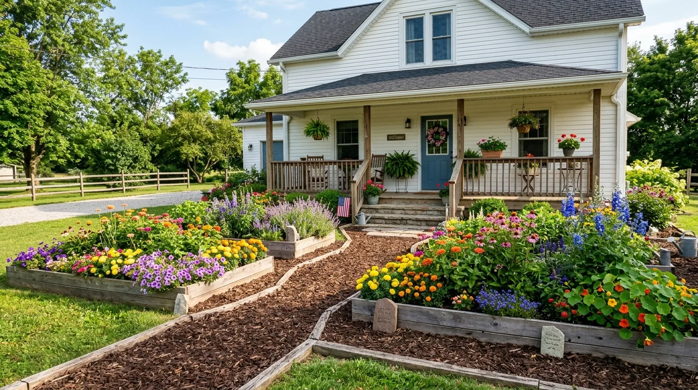 Open Lawn With Soft Border Beds